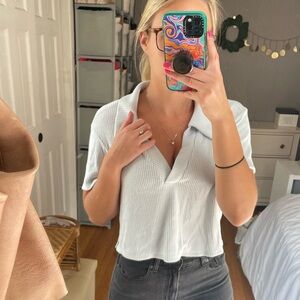 Abercrombie soft ribbed baby blue top